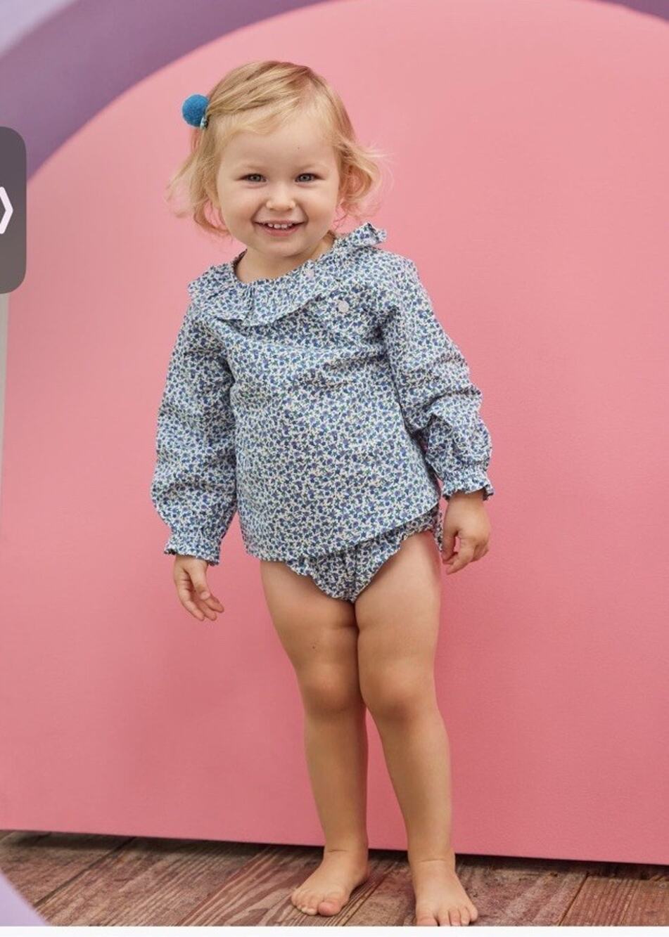 BISBY Girls Blue Floral Margaux Bloomer Set 2 Pieces 18 Months $64